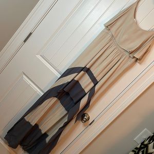 A’reve Hi-Low dress, Taupe with Grey Stripe, Size L